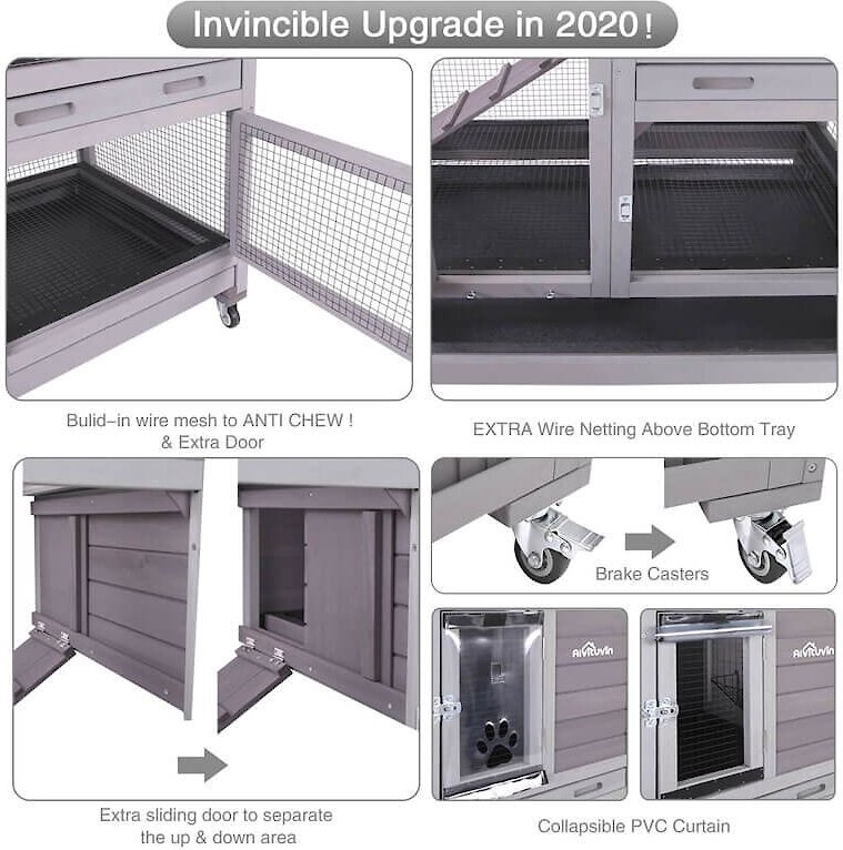 Aivituvin 36.4-in Indoor and Outdoor Wheeled Rabbit Hutch