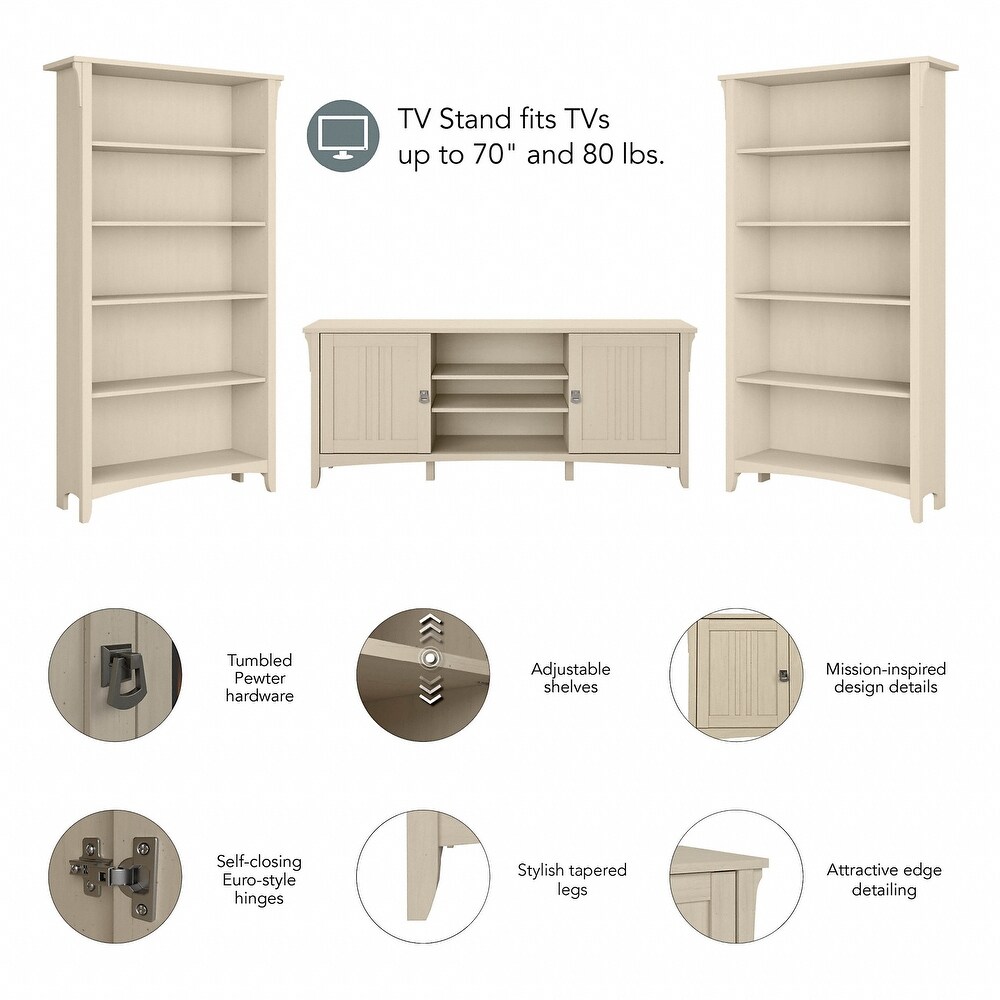 Salinas TV Stand for 70 Inch TV with Bookcases by Bush Furniture