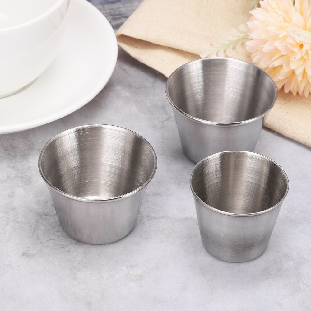 Stainless Steel Shot Glasses  6pcs 70ml/2.5 OZ Clear for Bar Restaurants Home   Silver