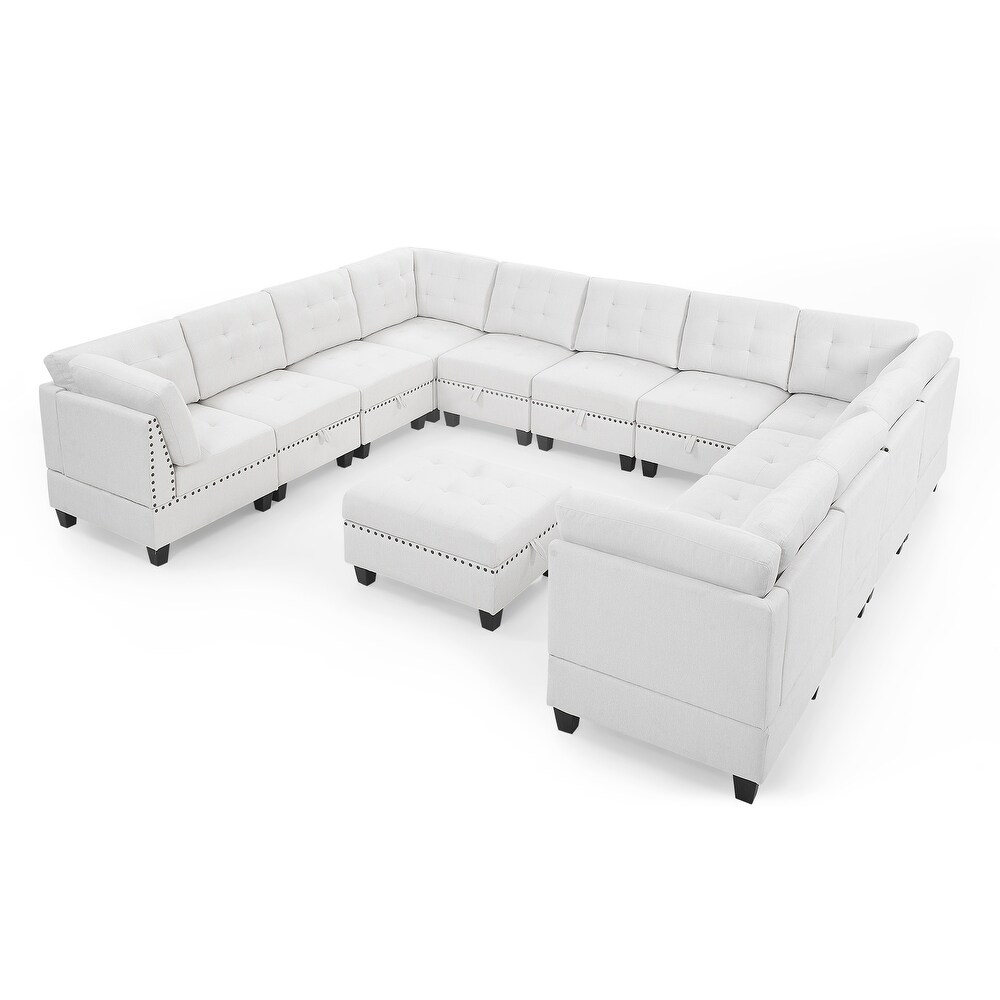 12 Piece U Shaped Modular Sectional Sofa with Bonus Storage