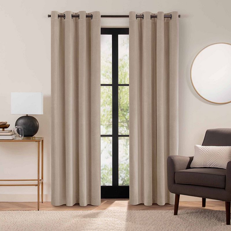 eclipse Luxury Velvet 100% Blackout Grommet Window Curtain Panel