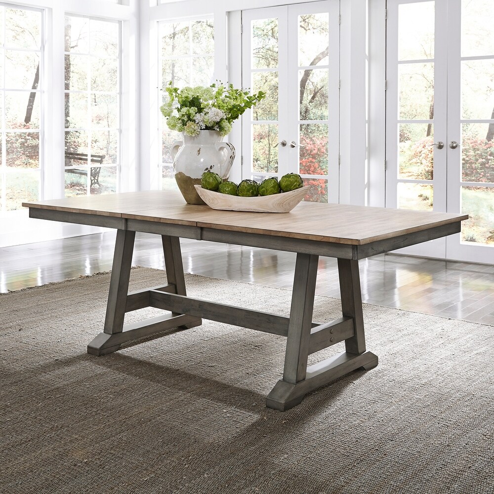 Lindsey Farm Gray and Sandstone 5 Piece Trestle Table Set