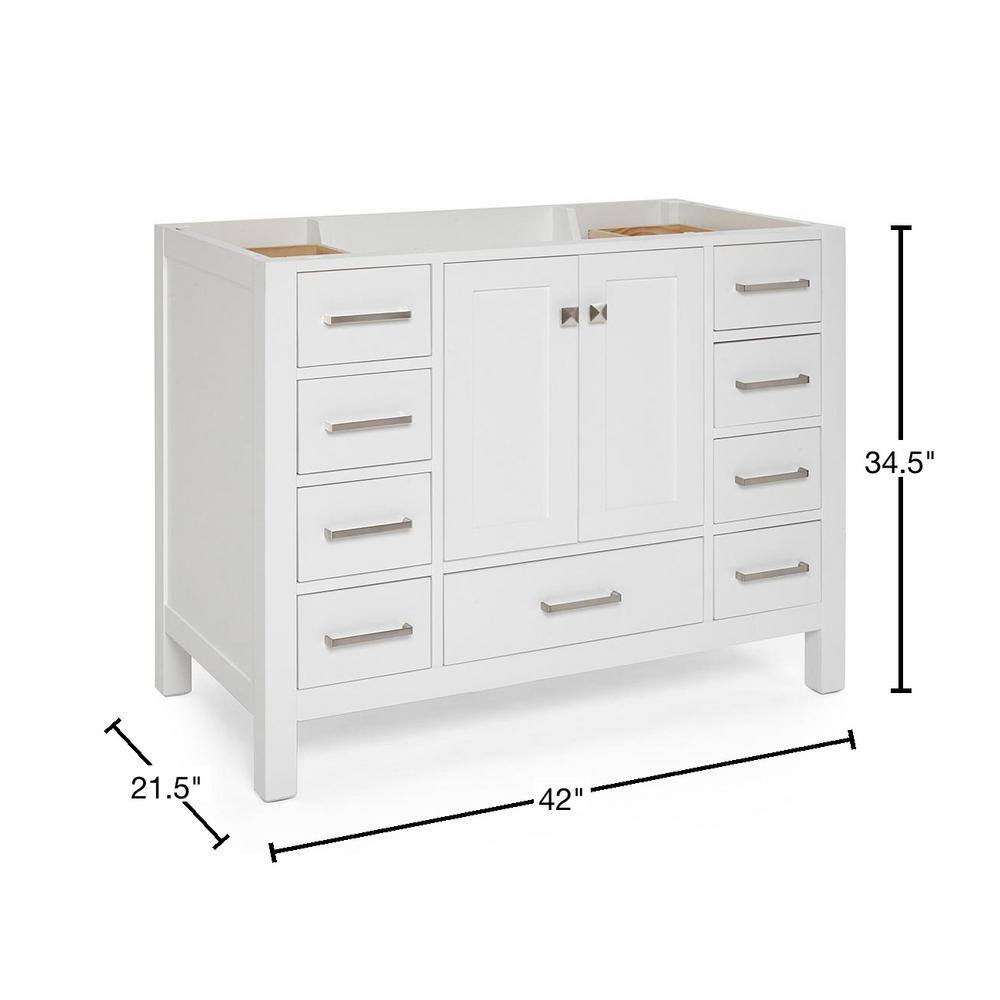 ARIEL Cambridge 42 in. W Vanity Cabinet Only in White A043S-BC-WHT