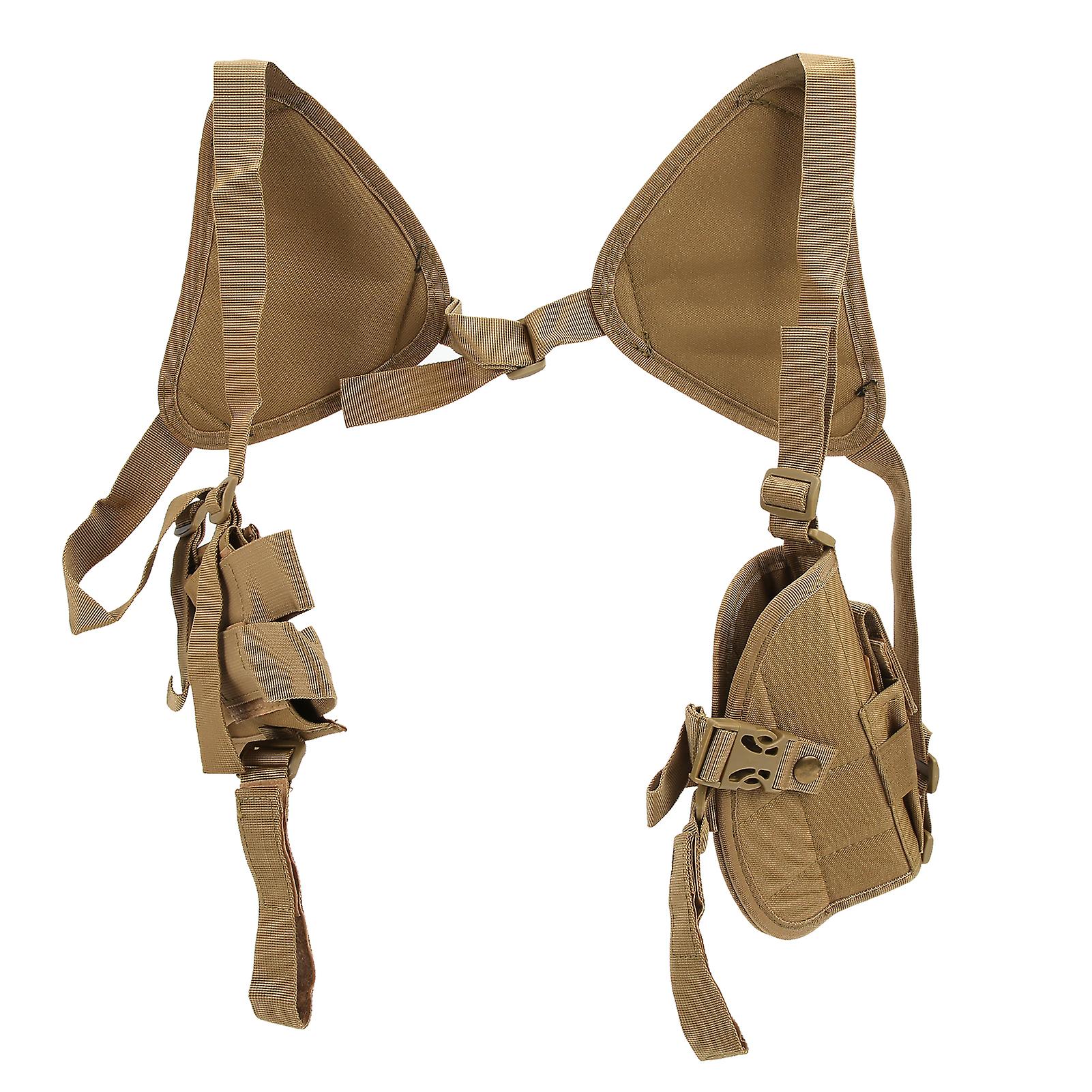 Outdoor Armpit Bag Multifunction Harness Bag Universa Armpit Shoulder Double Straps Bag(tan )