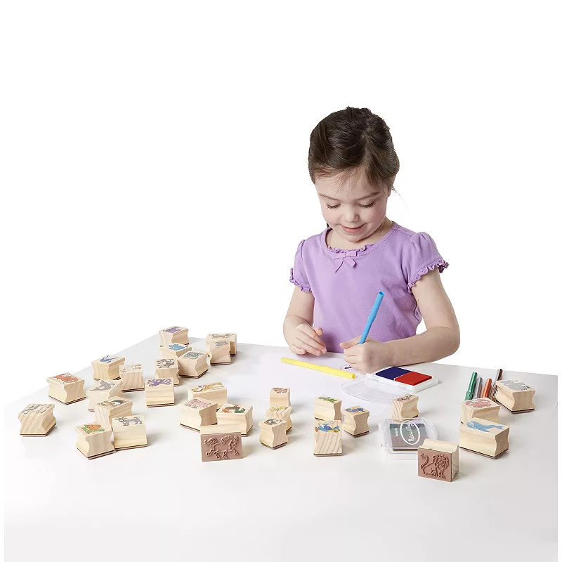 Melissa and Doug Deluxe Animals Wooden Stamp Set