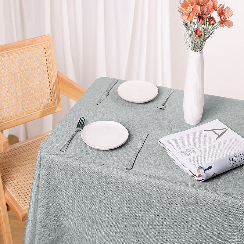 Rectangle Cotton Linen Waterproof Spillproof Wrinkle Free Table Cover 1 Pc， 55 X 87