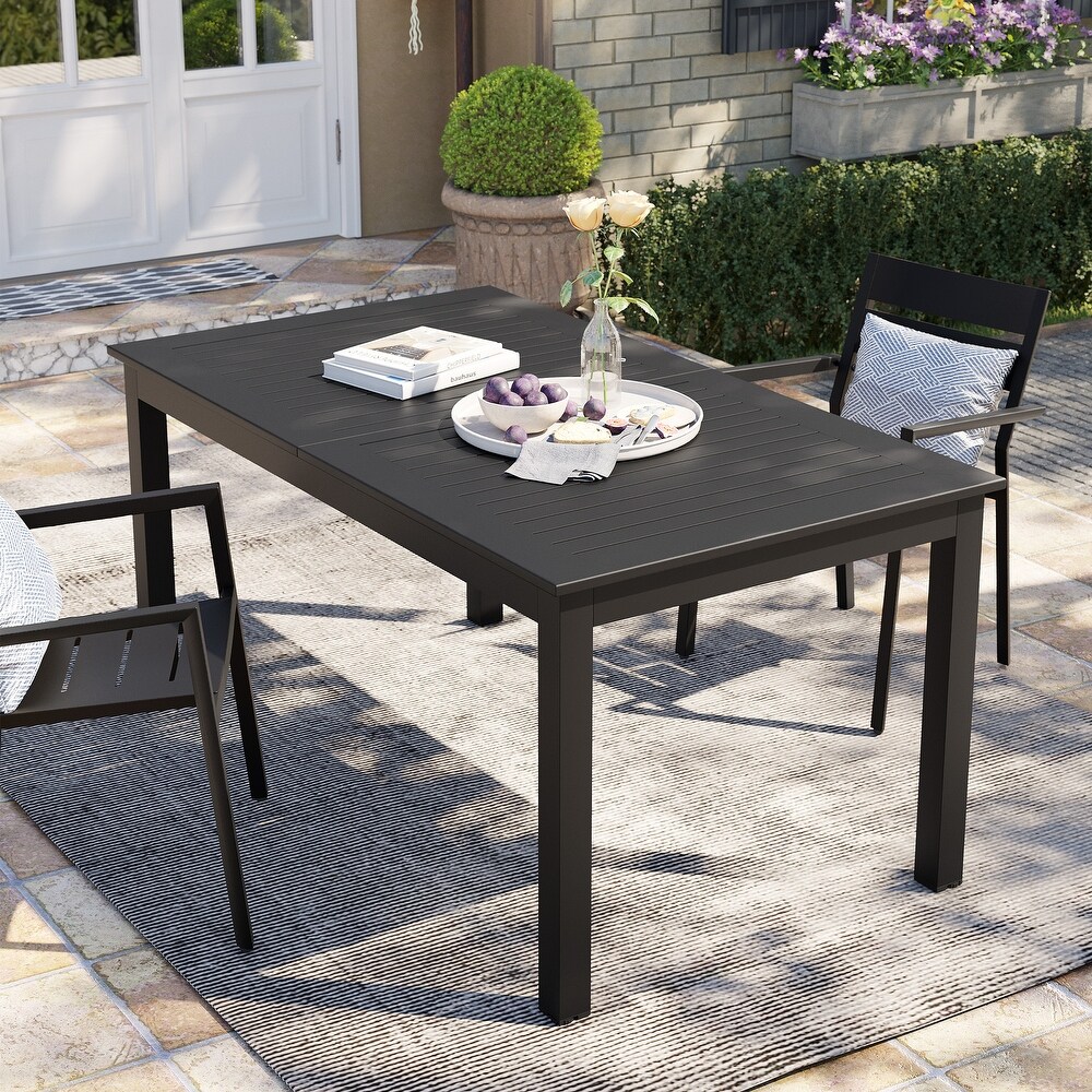 Outdoor Patio Dining Table Aluminum Extendable Rectangular   63\