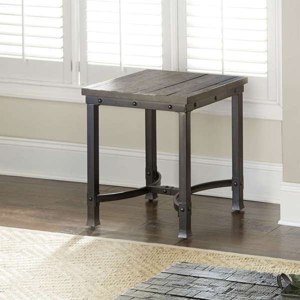 Distressed Finish Square End Table Coffee Table