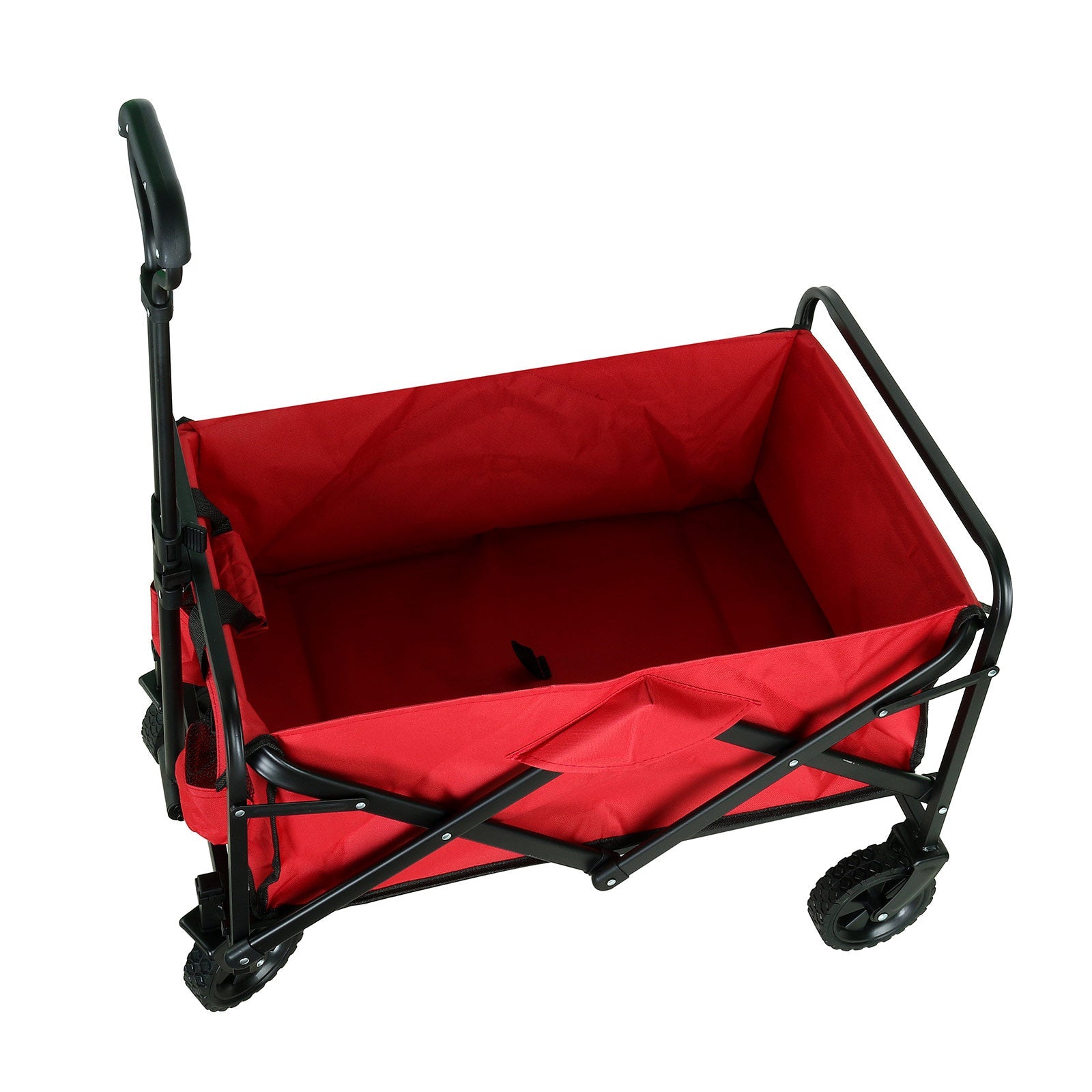 Outdoor Folding Camping Cart,  Collapsible Wagon with Universal 360° All-Terrain Wheels for Picnic and Beach Camping, Red, 30.3"L x19.2"W x29.5"H