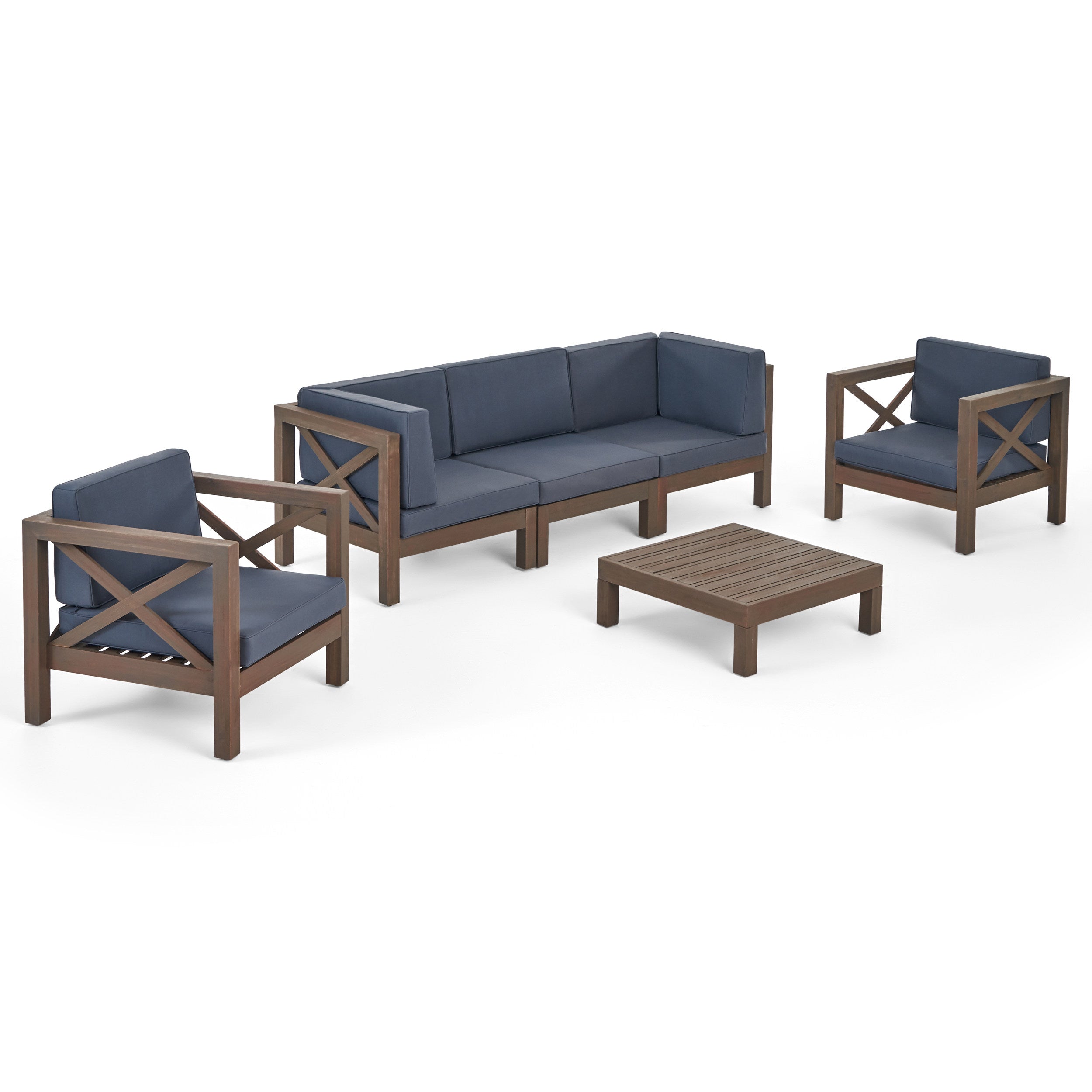 Morgan Outdoor 5 Seater Acacia Wood Sofa Chat Set