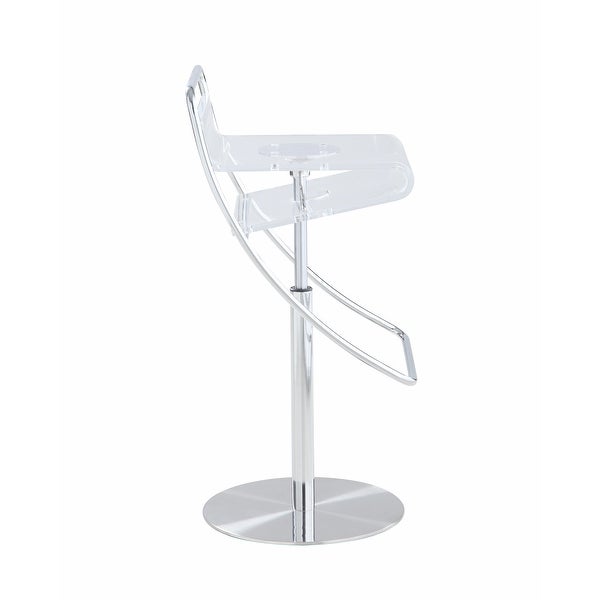 Somette Clear Acrylic Adjustable Height Stool with Polished Stainless Steel Finish