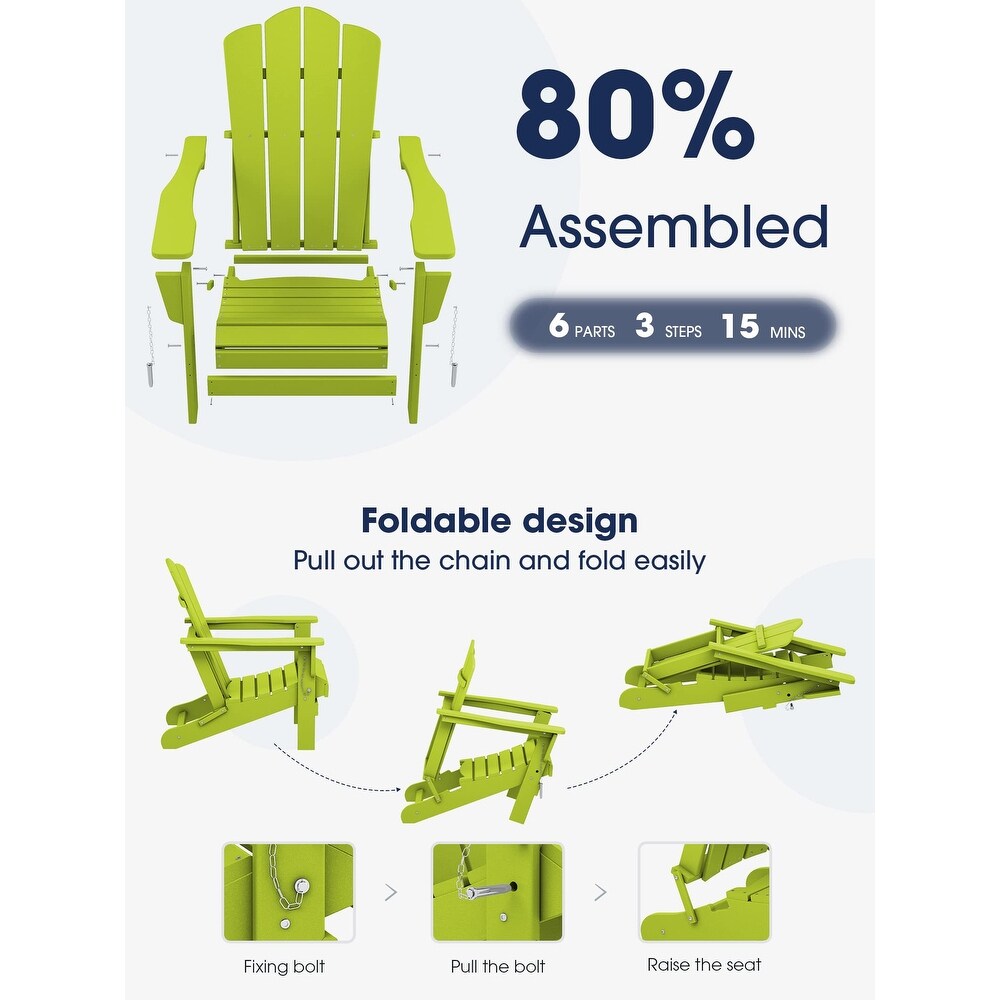 Plastic Folding Outdoor Patio Adirondack Chair With Slat Seat