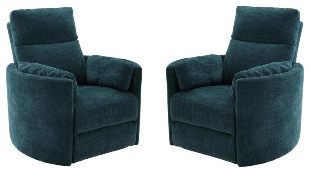 Home Square Polyester Swivel Glider Recliner in Mineral White   Set of 2   Contemporary   Recliner Chairs   by Homesquare  Houzz