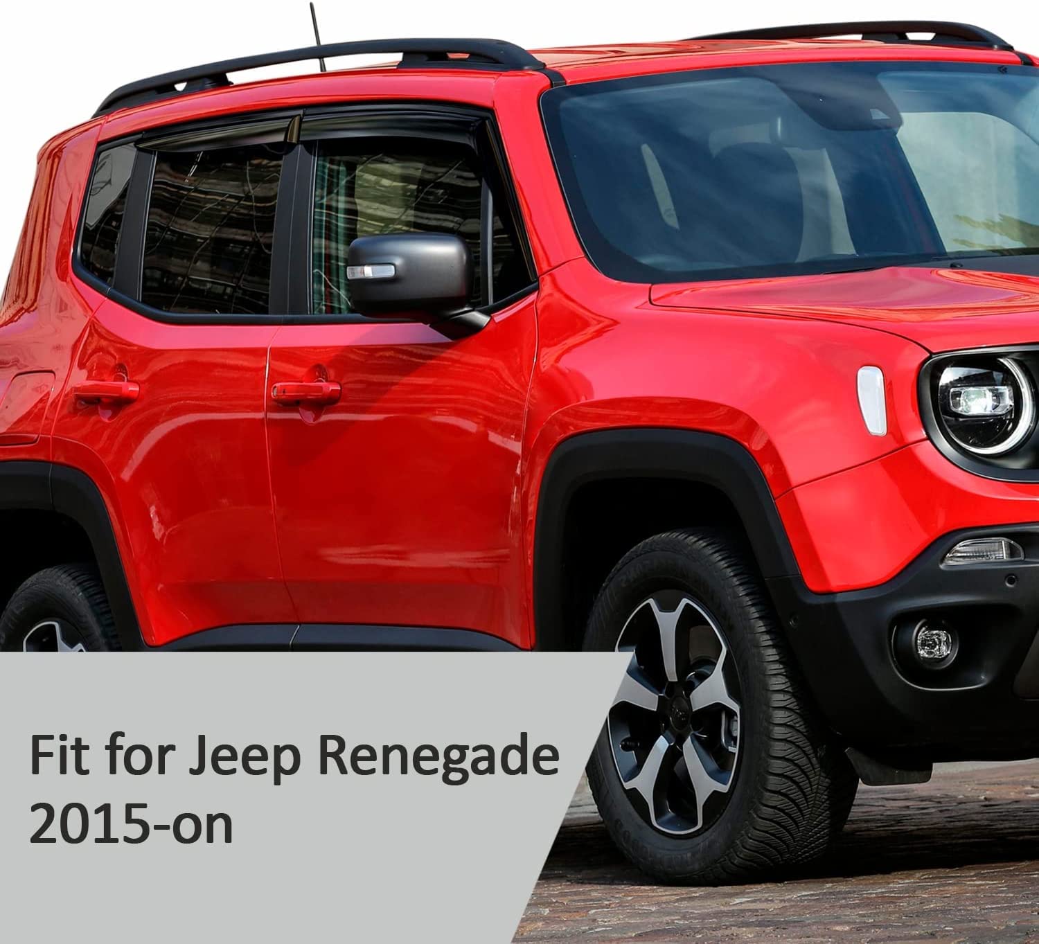 Voron Glass Tape-on Extra Durable Rain Guards for Jeep Renegade 2015-2021， Window Deflectors， Vent Window Visors， 4 Pieces - 120112