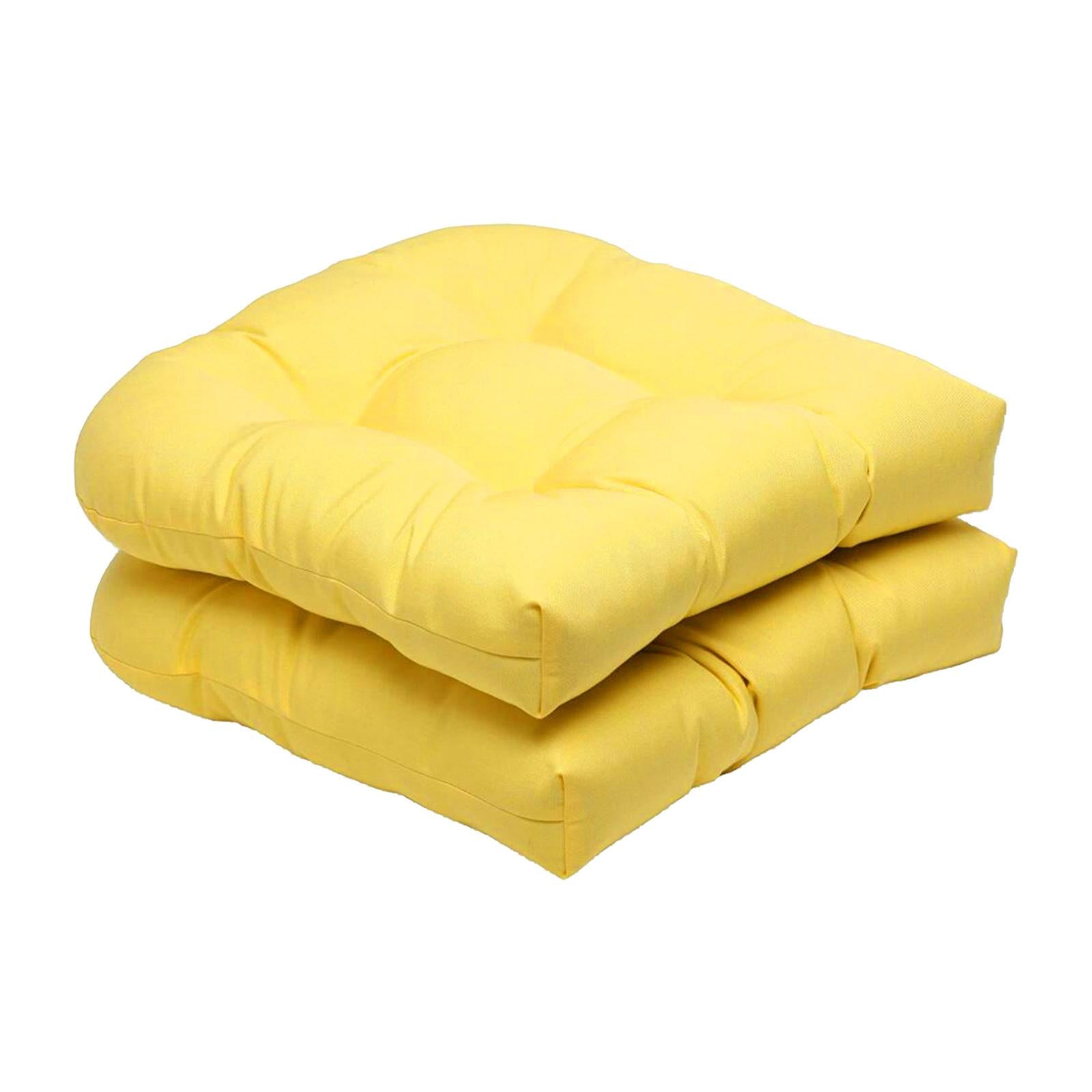 2 Pack Solid Color Tufted Pad Wicker Se Cushions 48x48cm Pio Yellow