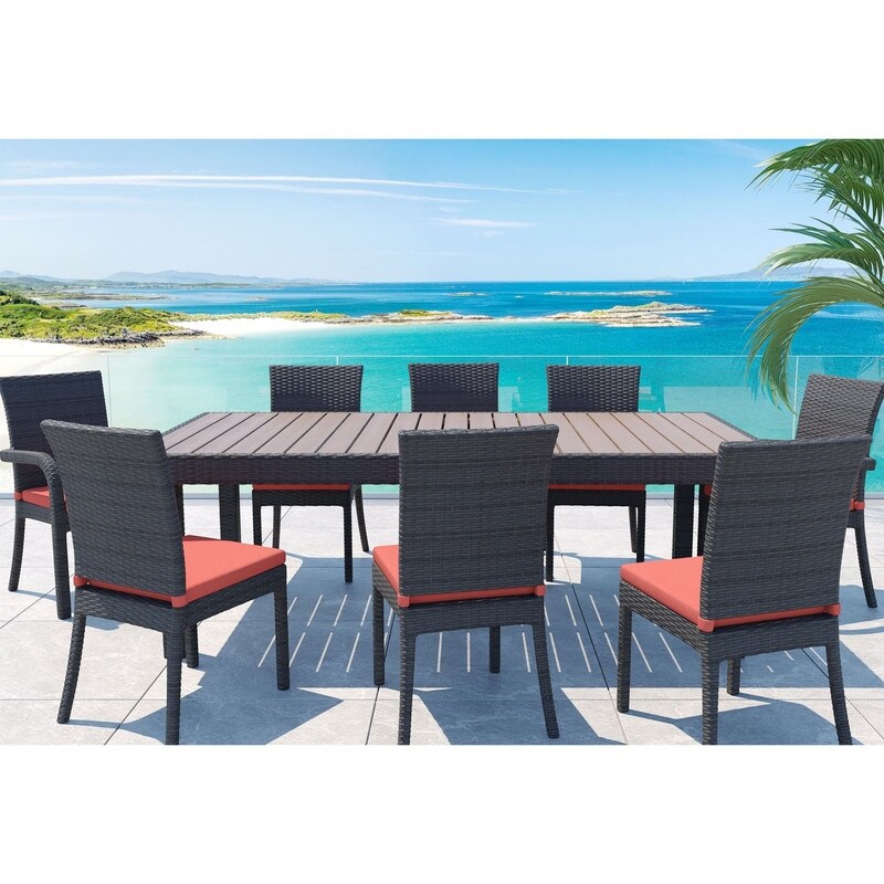 Mescota 9 Piece Outdoor Patio Dining Set  Dining Table   8 Chairs