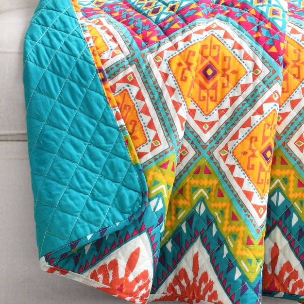 Boho Chevron Reversible Cotton Throw Blanket Turquoise Lush D cor