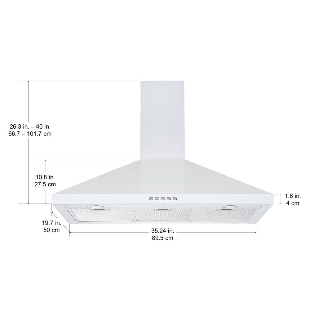 Ancona 36 in 450 CFM Convertible WallMounted Pyramid Range Hood in White