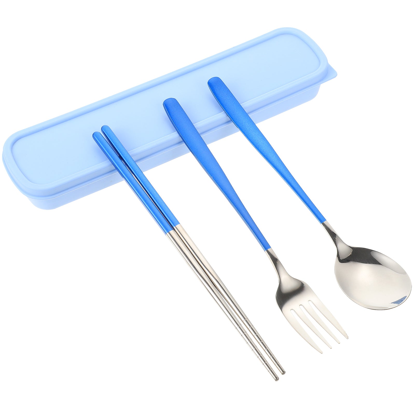 1 Set of Travel Camping Tableware Dishware Set Portable Kitchen Set Stainless Steel Cutlery