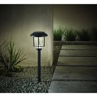 Hampton Bay Millbrook 14 Lumens Solar Black LED Metal and Glass Landscape Pathway Light (4-Pack) SPP250112PK4