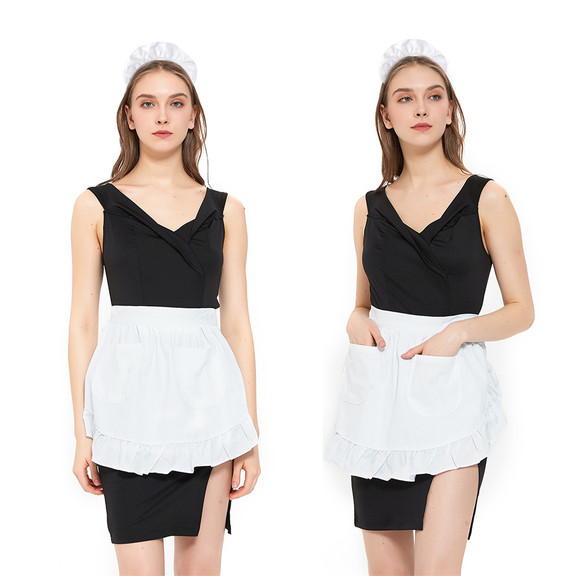 TOPTIE 2 PCS Maid Waist Aprons with Headbands   Ch...