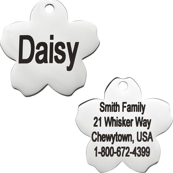 Frisco Stainless Steel Personalized Dog and Cat ID Tag， Flower