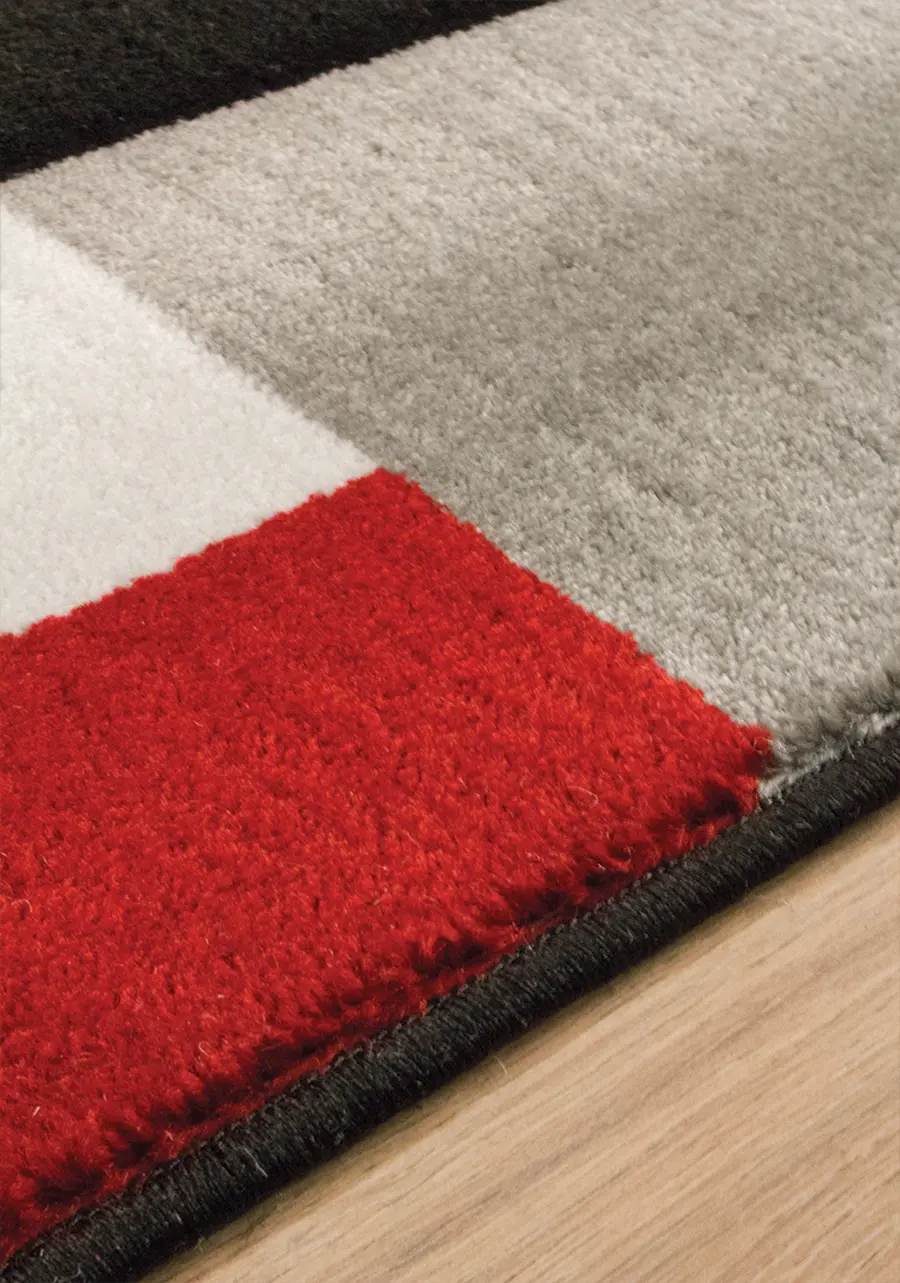 Platinum 5 x 8 Red， Black， and Gray Area Rug