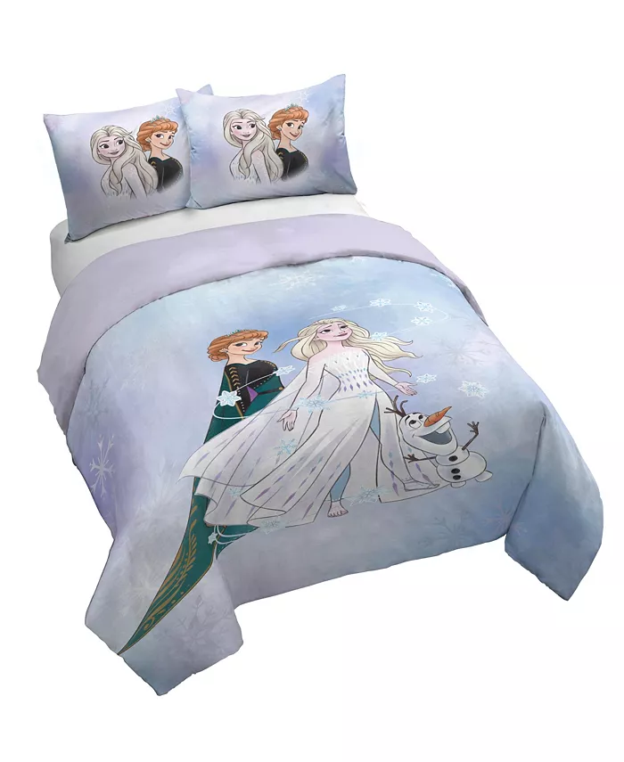 Saturday Park Disney Frozen Watercolor 100% Organic Cotton Full Queen Duvet Cover and Sham Set