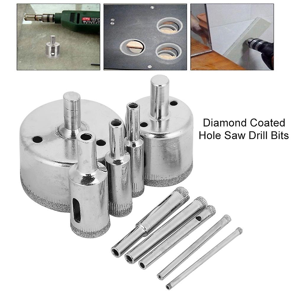 10Pcs/Set Diamond Coated Core Drill Bit 3~50mm Hole Saw for Tile Ceramic Glass Porcelain Marble