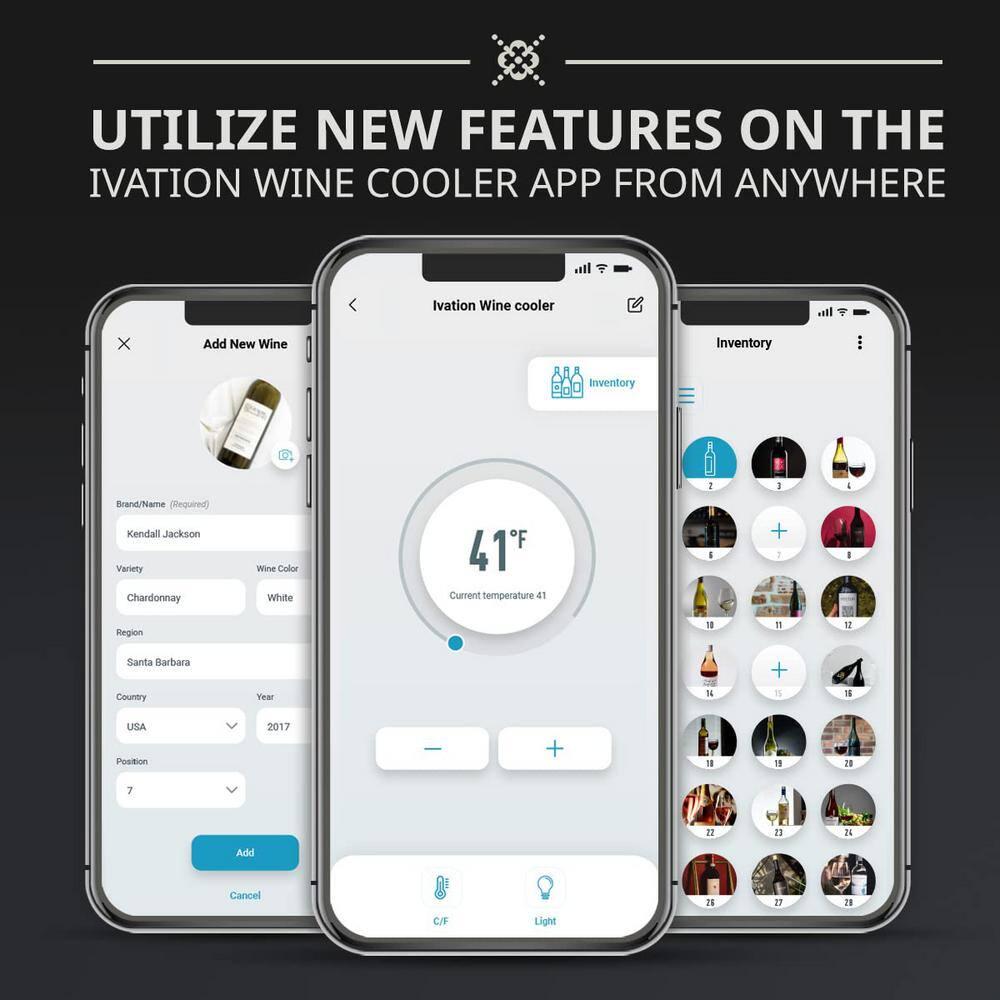 Ivation Wine Fridge 18Bottles Free standing Wine Cooler WWiFi App and Lock