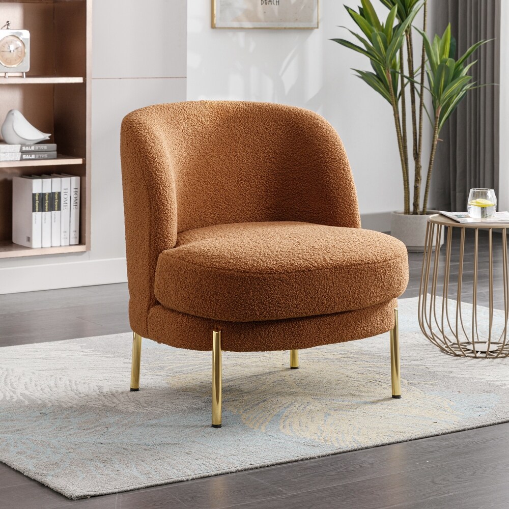 Boucle Upholstered Accent Chair With Gold Legs