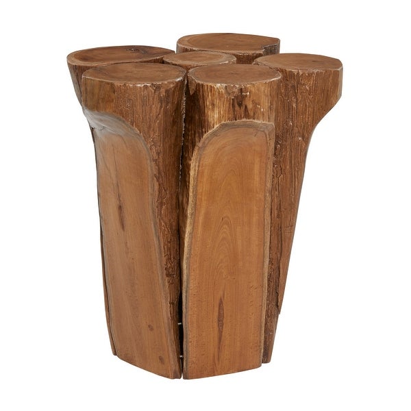 Brown Teak wood Rustic Stool 16 x 16 x 16 - 16 x 16 x 16