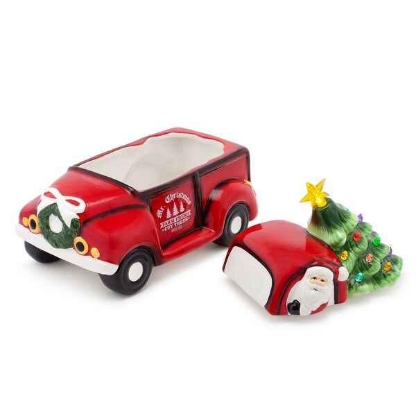 10.5 Nostalgic Ceramic Lit Truck Cookie Jar