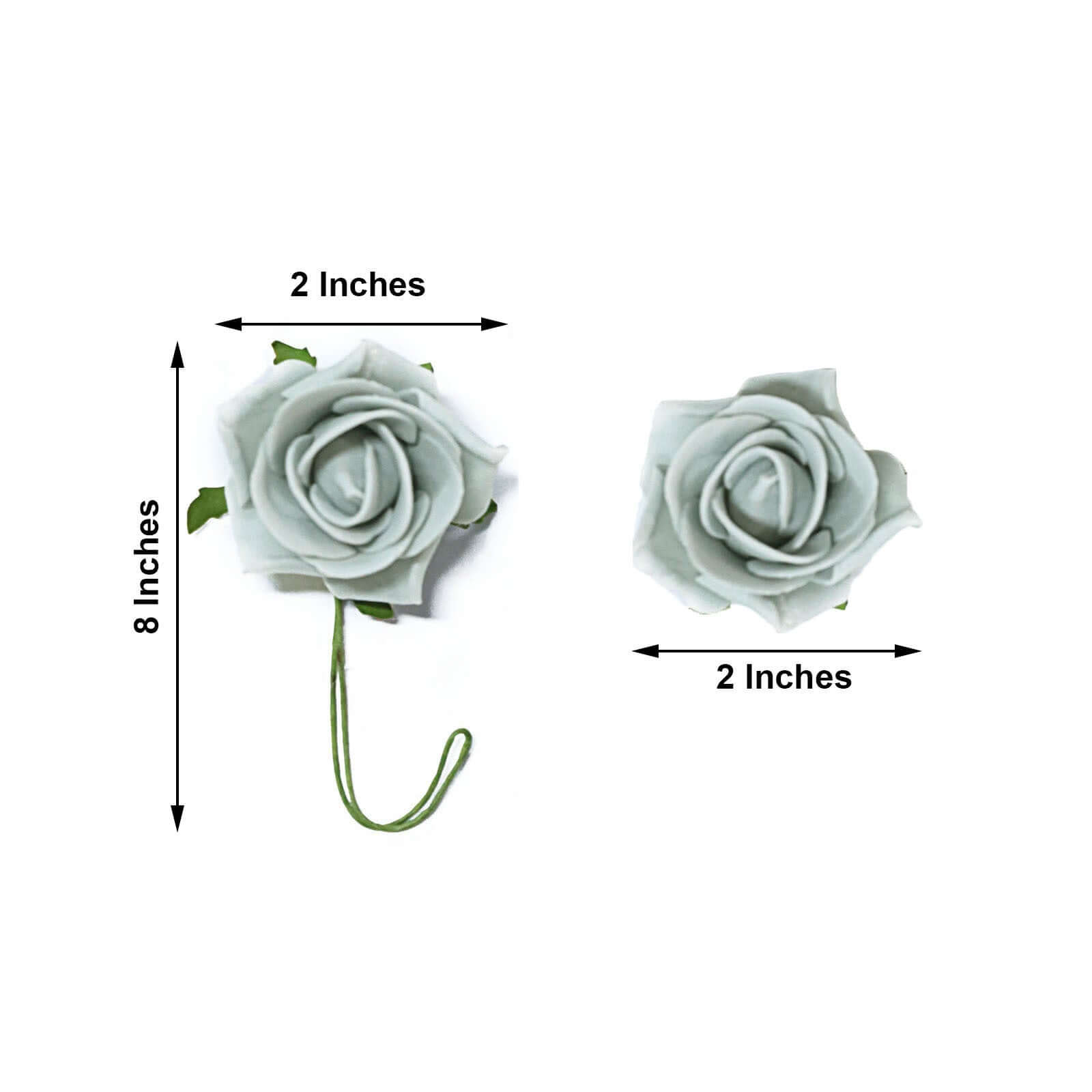 24 Roses Silver Artificial Foam Flowers With Stem Wire and Leaves 2