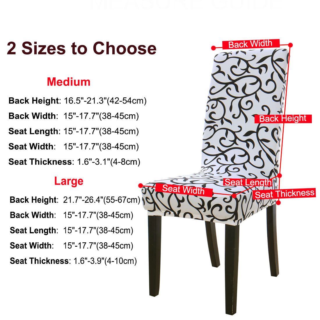 Piccocasa 1-Piece Stretch Washable Spandex Chair Covers（Floral,White & Black)