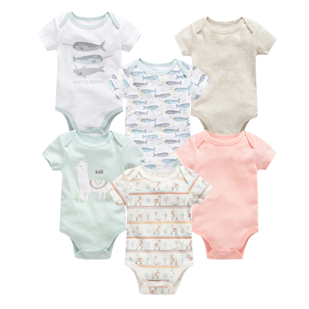 Kavkas Baby Girls Bodysuits 6 pcs/lot Summer Cotton Baby Clothes Short Sleeve Newborn body bebe 0-3 months Infant Clothing