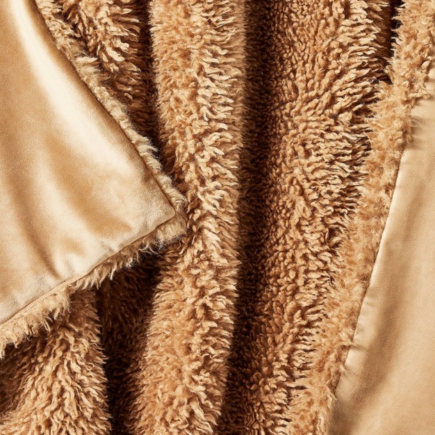 Faux Fur Plush Reverse Throw Blanket Tan Designed With Studio Mcgee