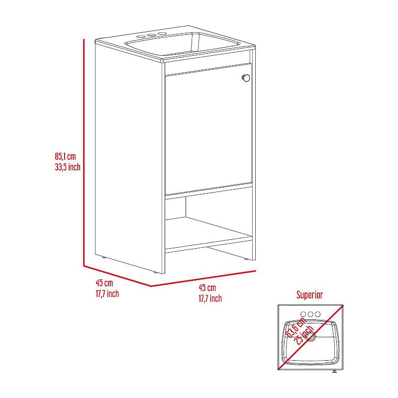 Chariot Free Standing Vanity Cabinet， One Open shelf