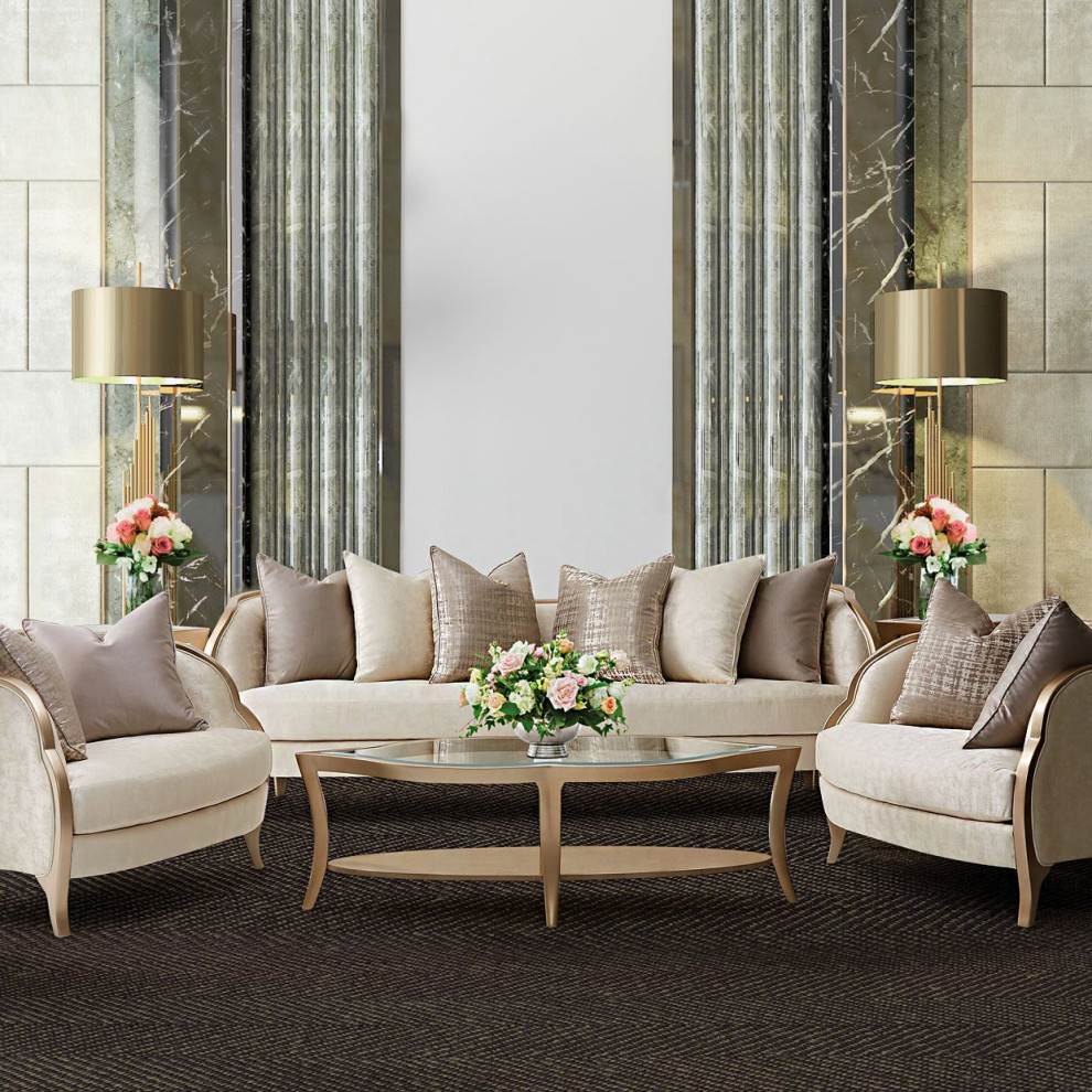 Aico Amini Malibu Crest Chair and Half in Chardonnay   Transitional   Armchairs And Accent Chairs   by AMOC  Houzz