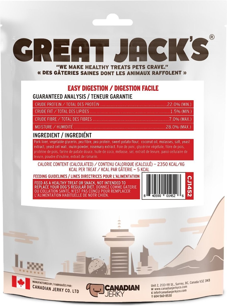 Great Jack's Easy Digestion Grain-Free Dog Treats， 9.2-oz bag