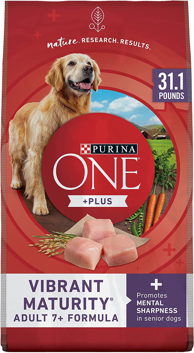 Purina ONE High Protein Senior Dry Dog Food， +Plus Vibrant Maturity Adult 7+ Formula - 31.1 lb. Bag