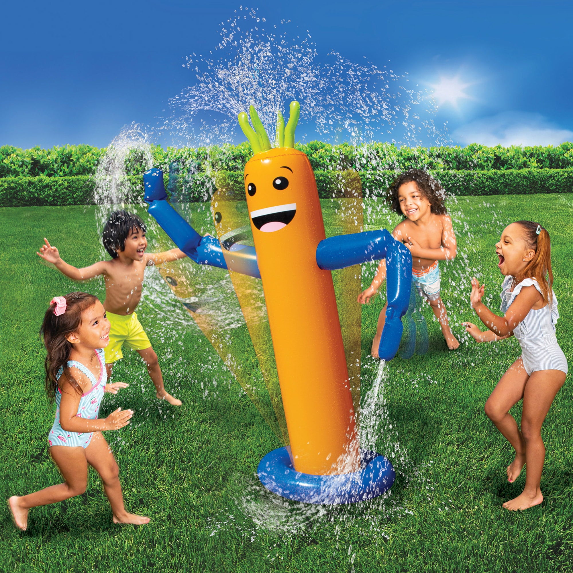 Banzai Wacky Wiggles Inflatable Sprinkler Outdoor Water Play Set， Ages 3+