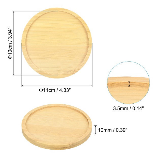 Unique Bargains Indoor Round Bamboo Planter Saucer Drip Tray Plant Drainage Trays 4 33 x27 x27 Od