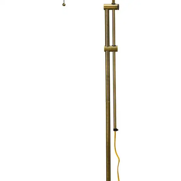 Metal Rectangular Floor Lamp with Adjustable Pole, Gold