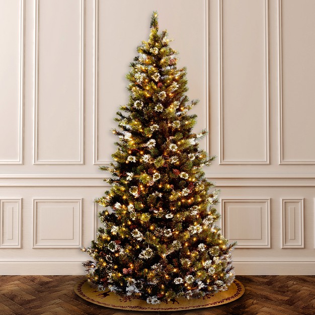 National Tree Company 7.5 Ft. Glittery Pine Slim Tree With Clear Lights