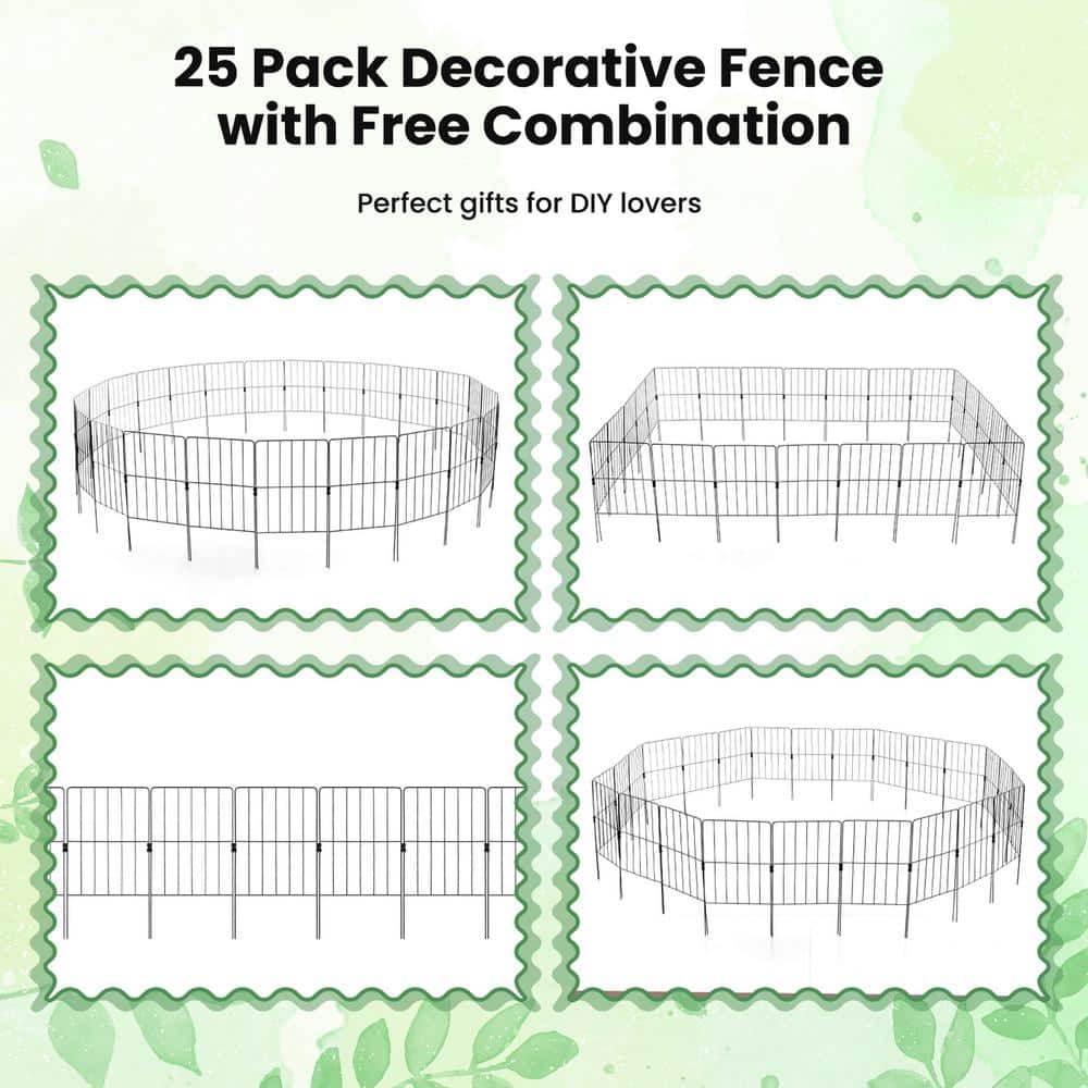 Costway 25Pcs 13 in. Decorative Garden Fence Rustproof Folding Metal Wire Animal Barrier GT3987