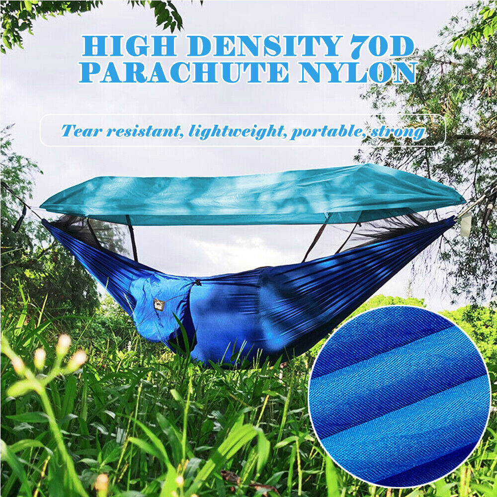 Double Camping Hammock With Mosquito Net & Sun Shade, Homeya Outdoor Portable Swing Tent, Including Tree Straps, Carabiners, Storage Bag