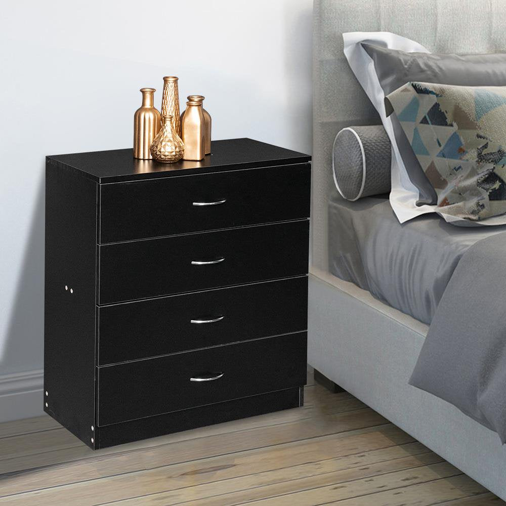 SalonMore Nightstand, Bedroom Storage, Bedside Table, End Table with 4 Drawers, Black