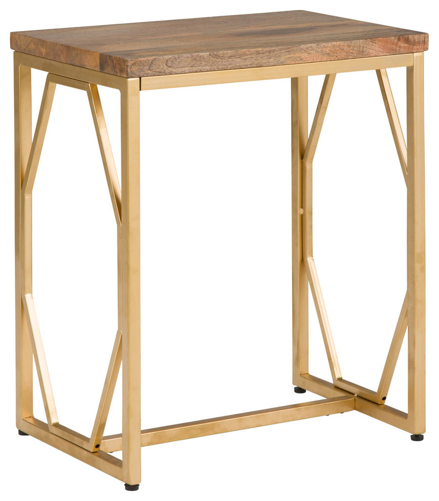 Selma Metal and Wood Accent Table   Contemporary   Side Tables And End Tables   by Homesquare  Houzz