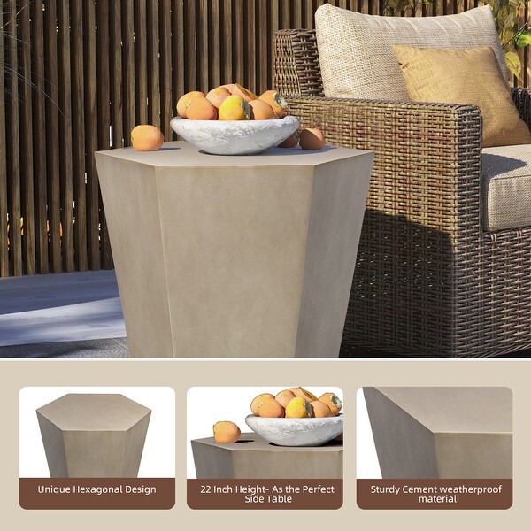 UPHA Outdoor 24inch Concrete Accent Side Table，Coffee Table